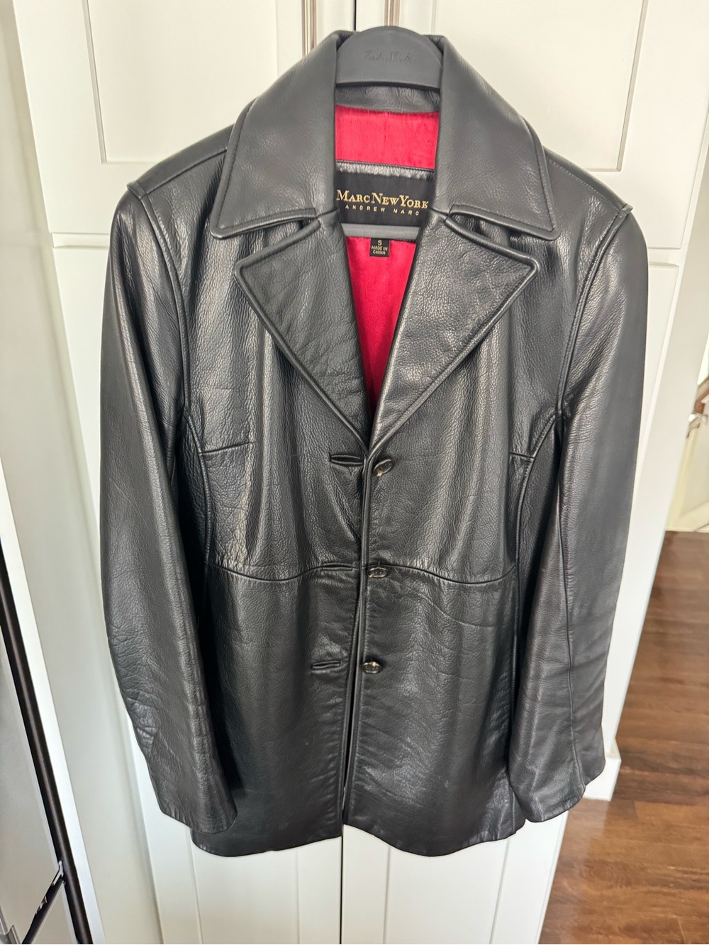Marc New York Woman’s Black Leather Jacket (hip length)